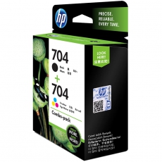 HP 704 号 2 件套黑色/三色原装 Ink Advantage 墨盒F6V33AA