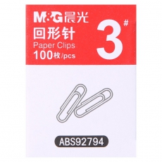 晨光 (M&G) ABS92794 镀镍防锈回形针 3# 100枚/盒 10盒/组